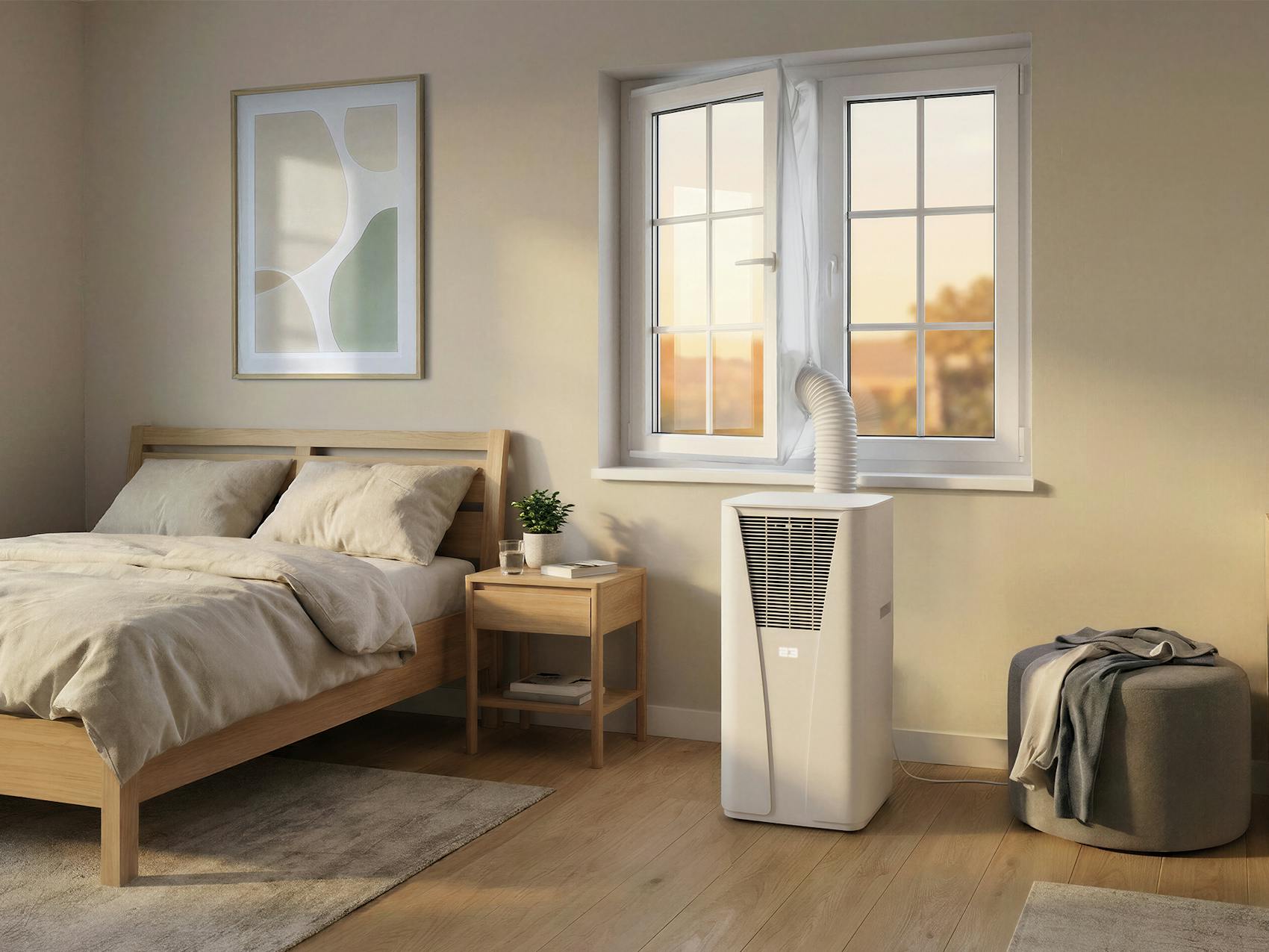 Emil air conditioner white by Stadler Form in the bedroom