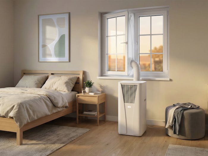 Emil air conditioner white by Stadler Form in the bedroom