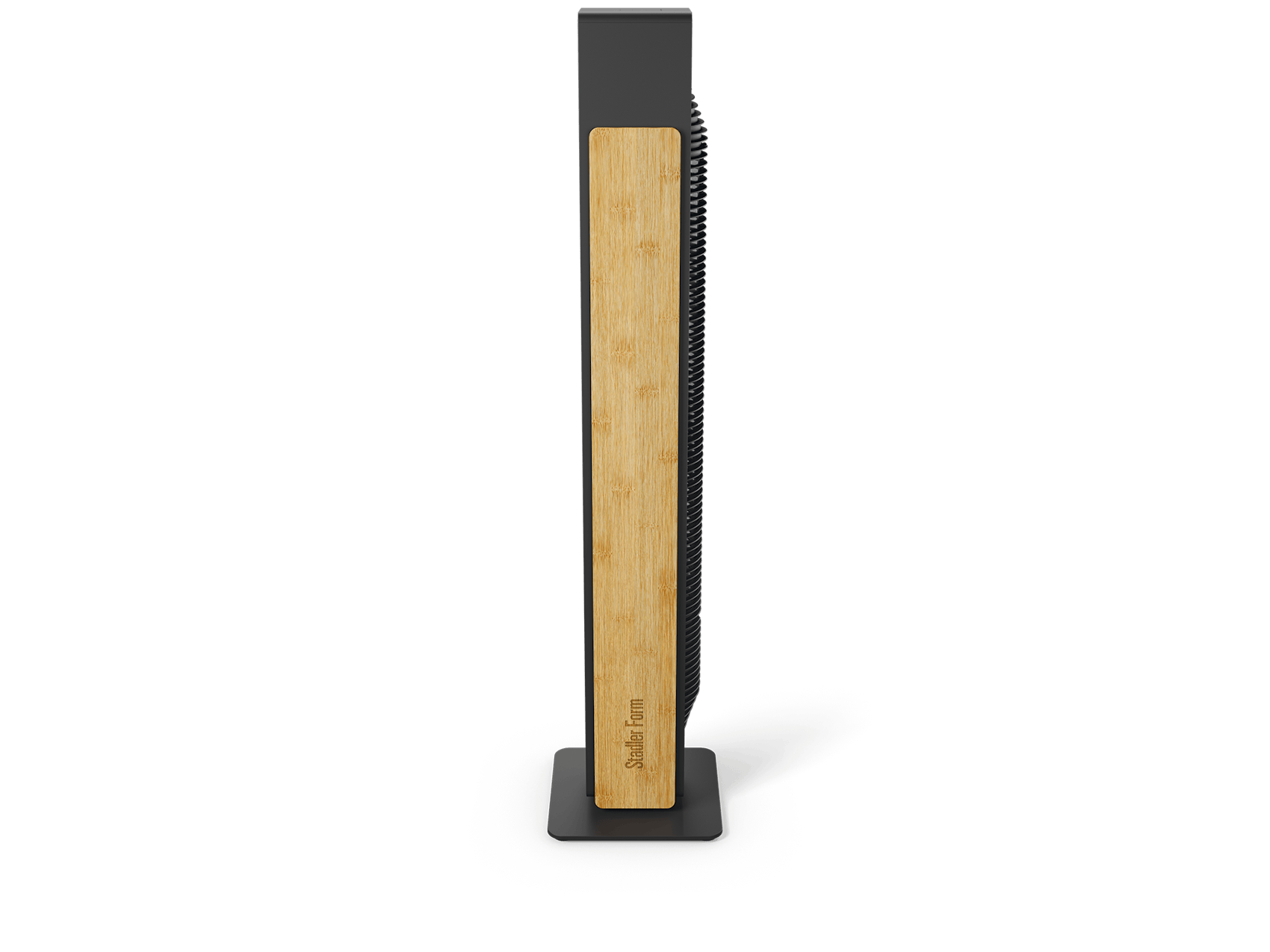 Nick Turmventilator von Stadler Form in Schwarz mit Bambus als Seitenansicht