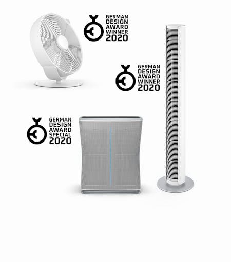 German Design Award und Special Mention Gewinnergeräte 2020 von Stadler Form German Design Award und Special Mention Gewinnergeräte 2020 Ventilator Peter, Ventilator Tim und Luftreiniger Roger von Stadler Form