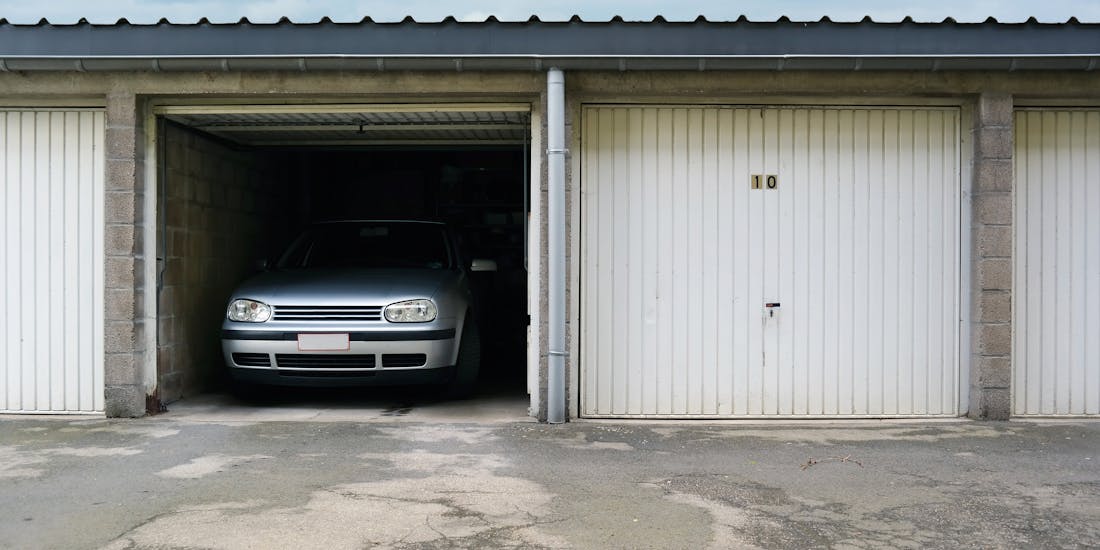 Car parked in a garage Car parked in a garage
