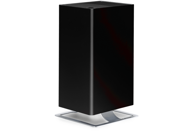 Viktor air purifier by Stadler Form in black as perspective view