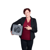 Julie Basan Customer Service at Stadler Form with humidifier Oskar Julie Basan with Oskar from Stadler Form