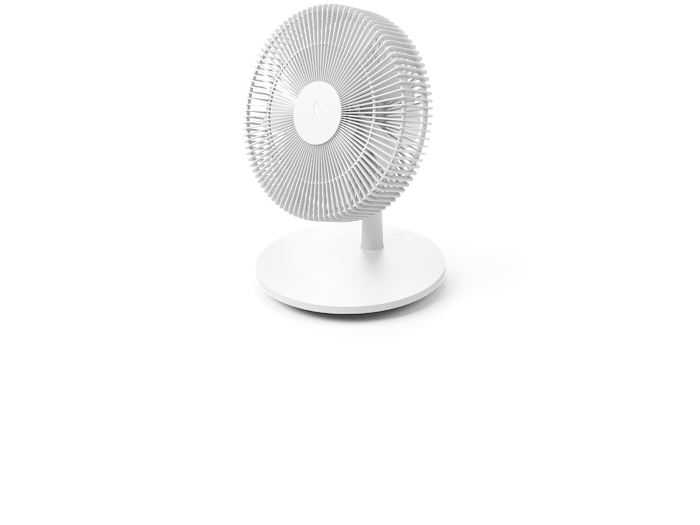 Finn mobile with battery fan by Stadler Form in white as floor version in iso view