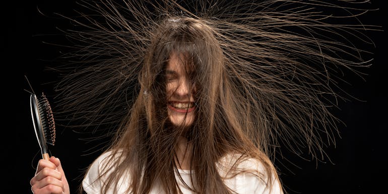 Woman with static hair Woman with static hair