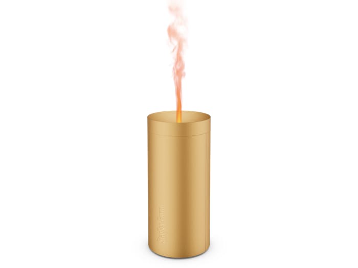 Lucy aroma diffuser by Stadler Form in gold as front view