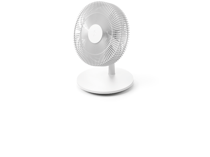 Finn fan by Stadler Form in white as floor version in iso view Finn fan by Stadler Form in white as floor version in iso view