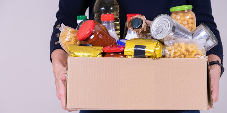 Box with food items Box with food items