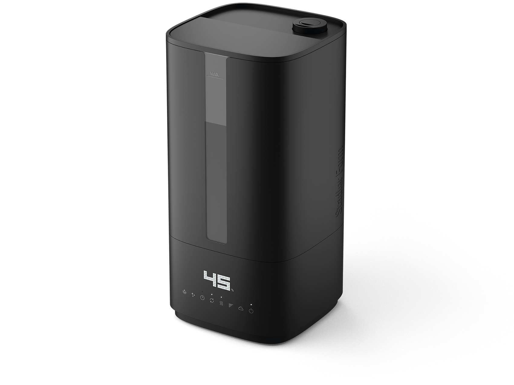 Humidificateur Oliver par Stadler Form Humidificateur Oliver par Stadler Form en noir, vue en perspective