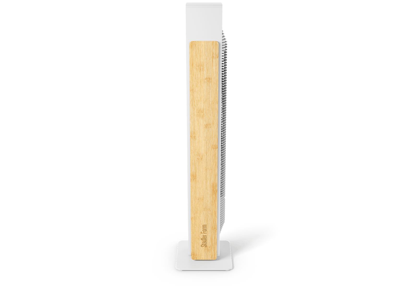 Nick Turmventilator von Stadler Form in Weiss mit Bambus als Seitenansicht