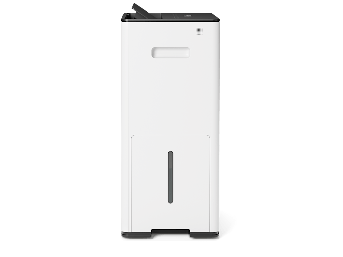 Lukas dehumidifier by Stadler Form in white as side view Lukas dehumidifier by Stadler Form in white as side view