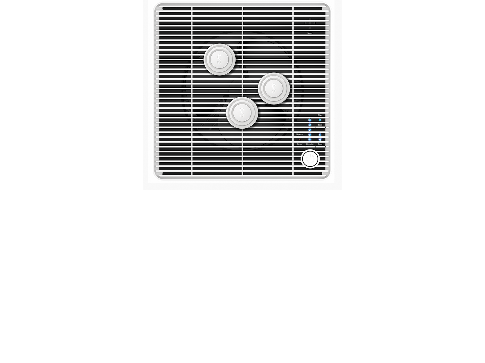 White Amber fragrance pin by Stadler Form suitable for fans, humidifiers, dehumidifier, air purifiers, air washers shown on a Oskar humidifier from Stadler Form