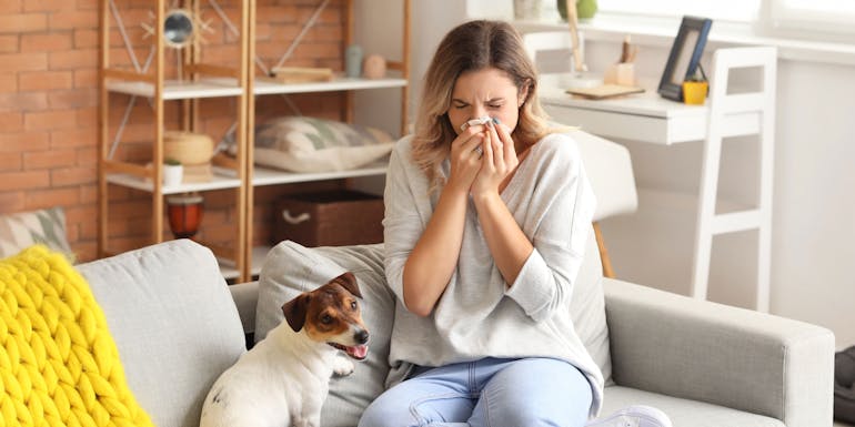 Woman with dog allergy