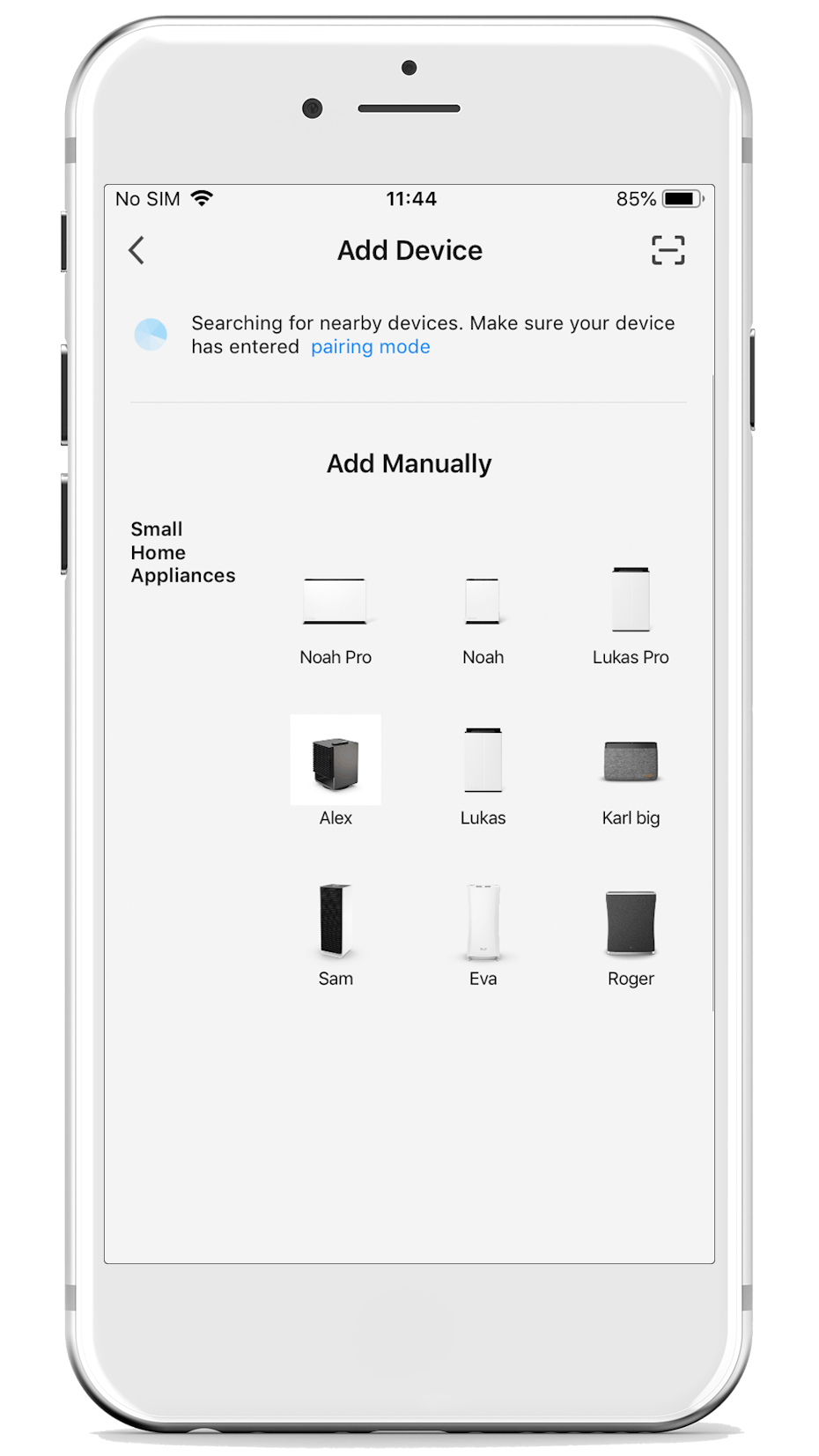 SF App Add device manually