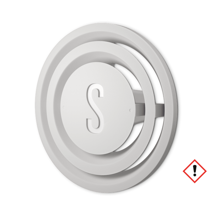 White Amber fragrance pin by Stadler Form with symbols