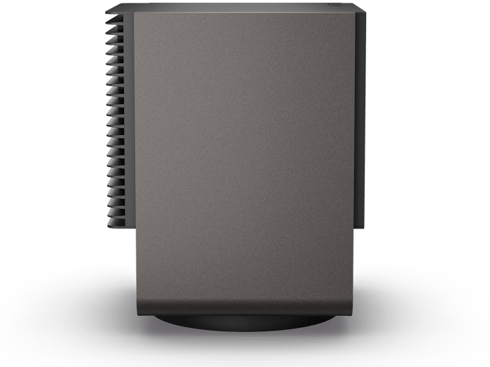 Chauffage Alex par Stadler Form en noir, vue latérale Chauffage Alex par Stadler Form en noir, vue latérale