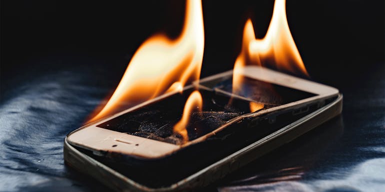 Burning smartphone Burning smartphone