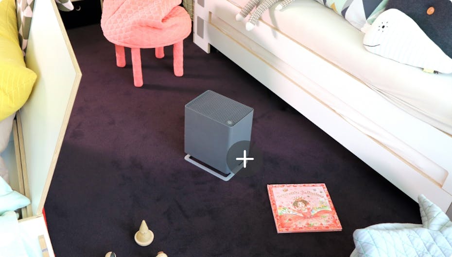 Stadler Form Oskar humidifier in titanium in a children's bedroom