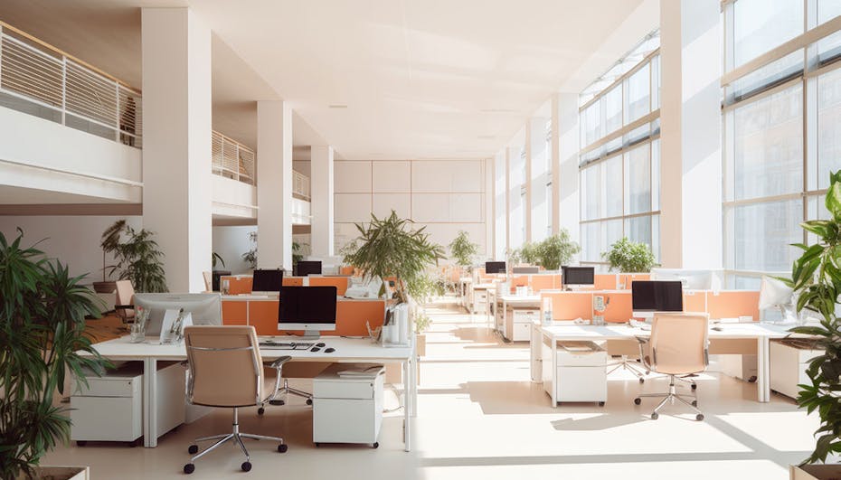 Big office with plants