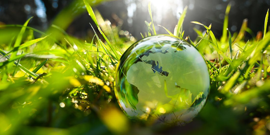 Glass ball with world map Glass ball with world map