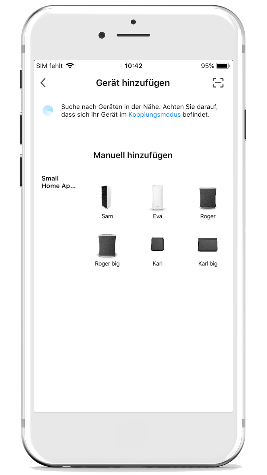 Stadler Form App Gerät hinzufügen