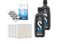 Humidifier accessory pack with hygiene tabs, evaporator filter and descaling agent
