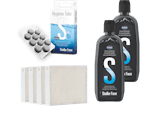 Humidifier accessory pack with hygiene tabs, evaporator filter and descaling agent