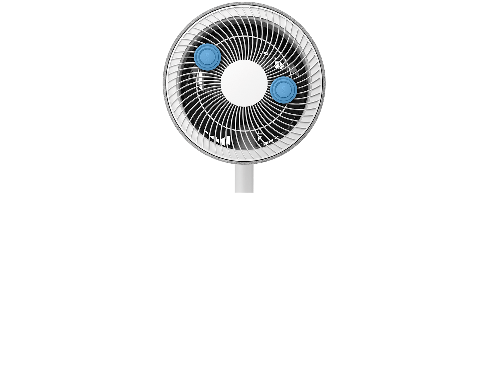 Blue Rosewood fragrance pin by Stadler Form suitable for fans, humidifiers, dehumidifier, air purifiers, air washers shown on a Simon fan from Stadler Form