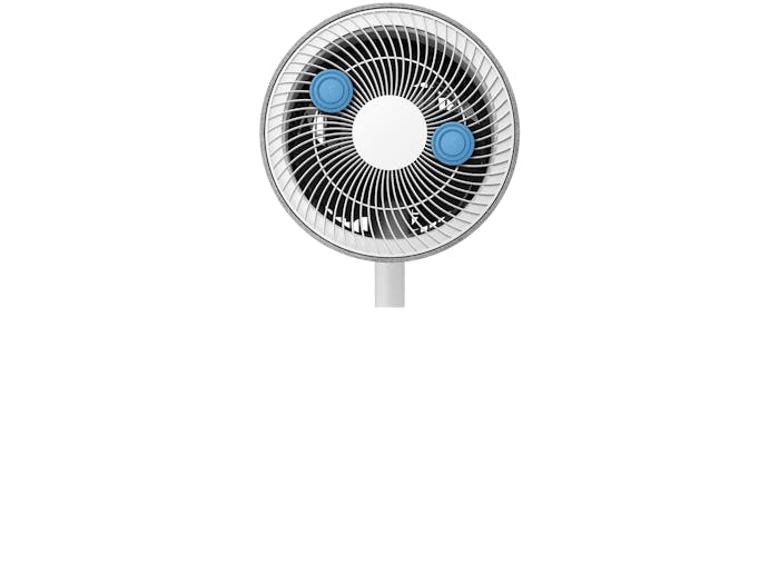 Blue Rosewood fragrance pin by Stadler Form suitable for fans, humidifiers, dehumidifier, air purifiers, air washers shown on a Simon fan from Stadler Form