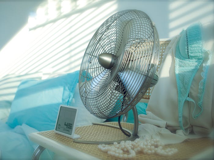 Charly little fan by Stadler Form Charly little fan by Stadler Form on a bedside table