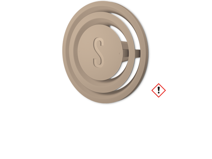 Broche parfumée à la vanille jaune par Stadler Form avec des symboles Épinglette parfumée à la vanille jaune par Stadler Form avec des symboles