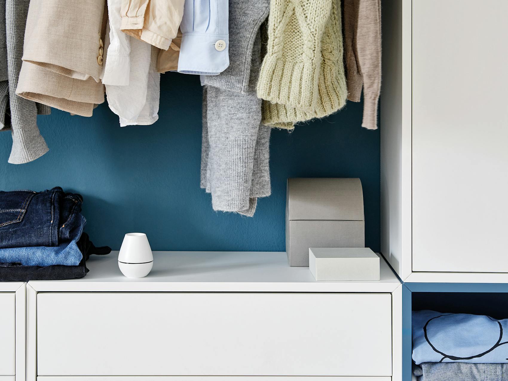 Lina aroma diffuser by Stadler Form in a wardrobe