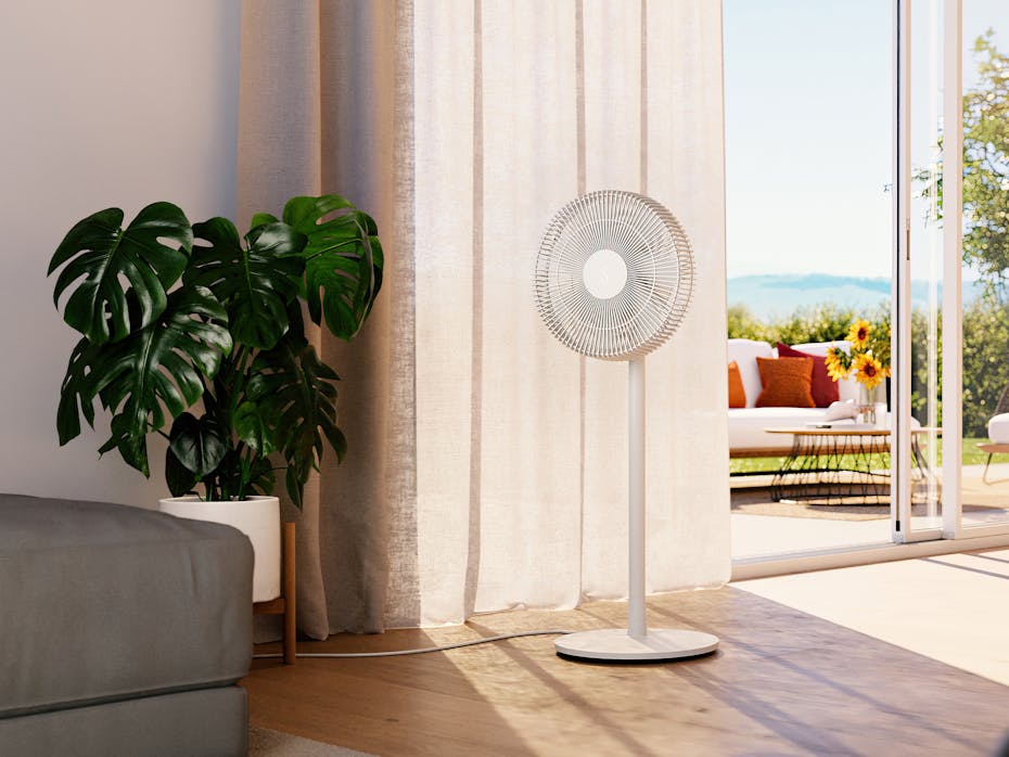 Finn von Stadler Form in einem modernen Wohnzimmer mit Pflanzen und Terrasse Finn von Stadler Form in einem modernen Wohnzimmer mit Pflanzen und Terrasse