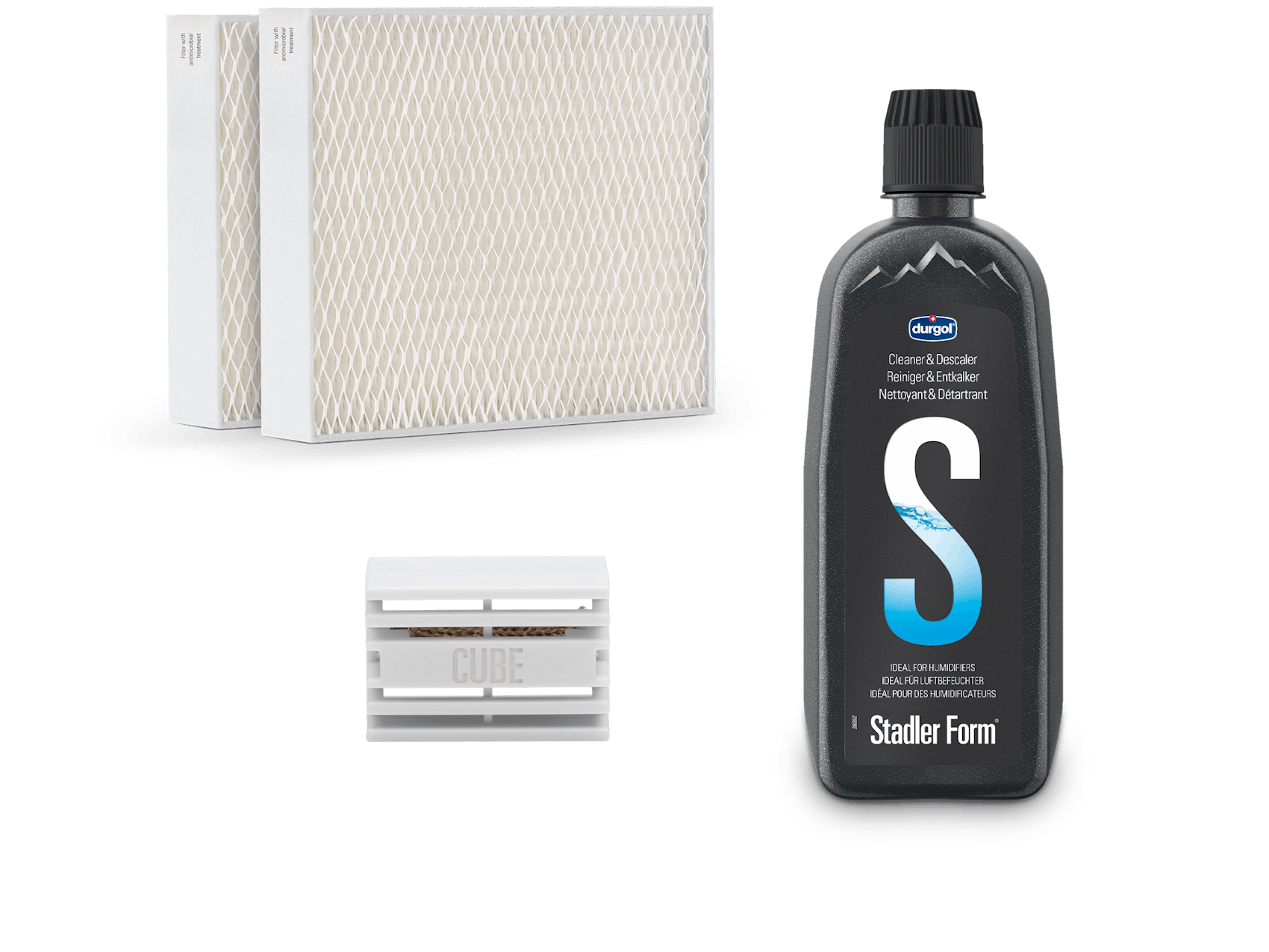 Im Lieferumfang enthaltenes Zubehör mit Servicepaket Oskar & Karl Luftbefeuchter von Stadler Form Im Lieferumfang enthaltenes Zubehör mit dem Servicepaket Oskar & Karl Luftbefeuchter von Stadler Form