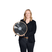 Tamara Merenda Sales Manager at Stadler Form with fan Otto Tamara Merenda with Otto from Stadler Form