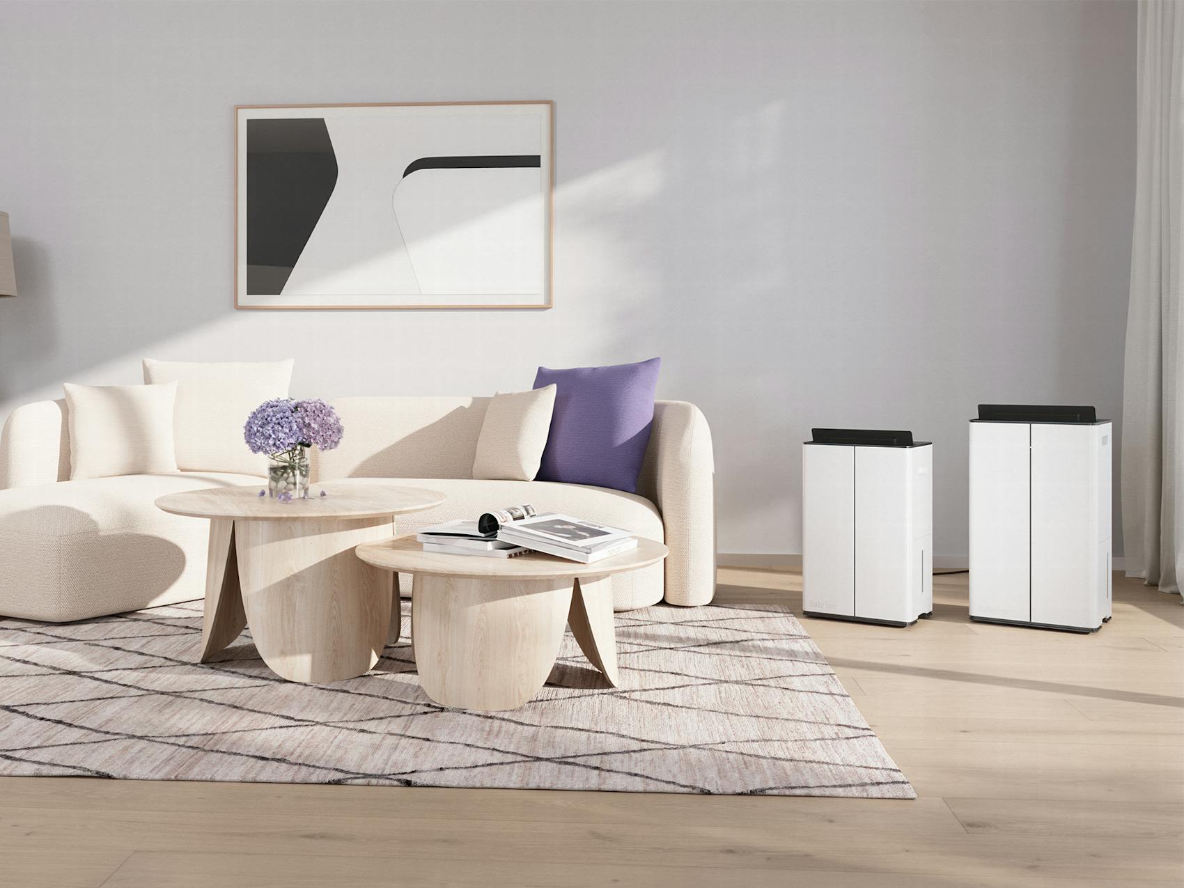 Dehumidifier Lukas Pro in a bright livingroom landscape