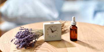Lavender essential oil in bedroom