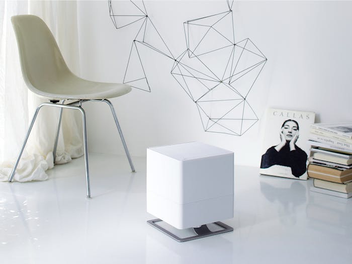 Oskar humidifier by Stadler Form in white in a design room