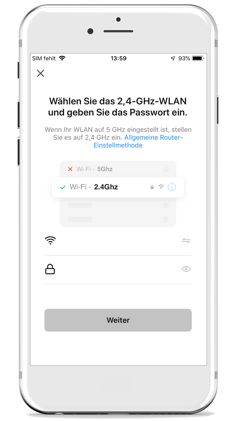 Stadler Form App GHz WiFi Netzwerk wählen