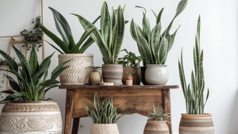 Houseplants in mediterranian pots