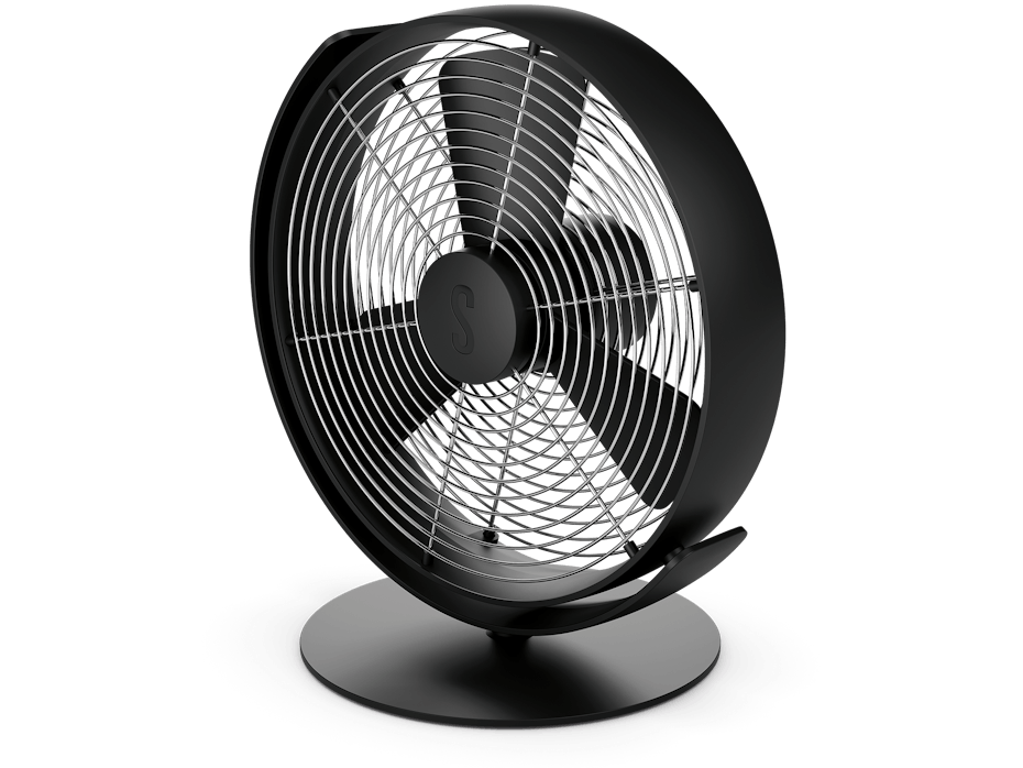 Tim table fan by Stadler Form in black as perspective view
