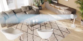 Wind distance of 3D air circulator Simon from Stadler Form Wind distance of 3D air circulator Simon from Stadler Form