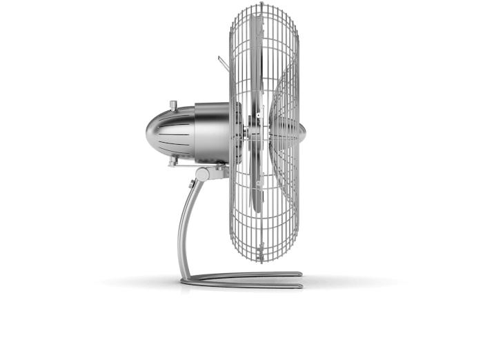 Charly floor fan by Stadler Form as side view