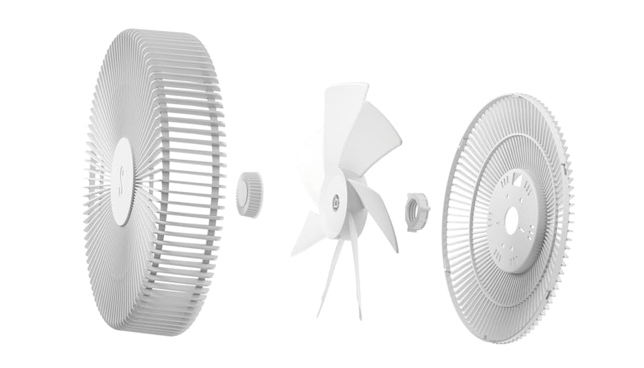Gros plan des pales du ventilateur Stadler Form Finn Image en gros plan des pales du ventilateur Stadler Form Finn.
