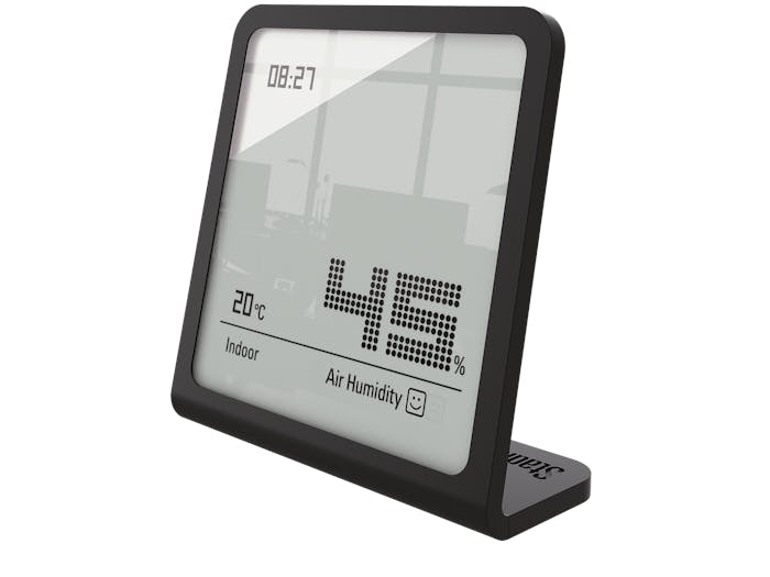 Selina hygrometer by Stadler Form in black as perspective view