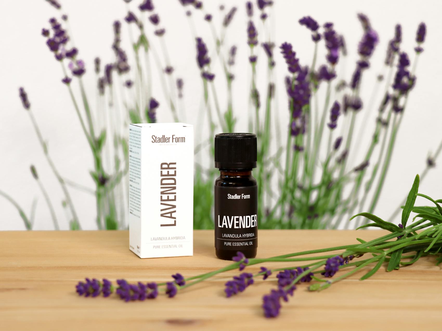 Essential oil Lavender by Stadler Form on a table