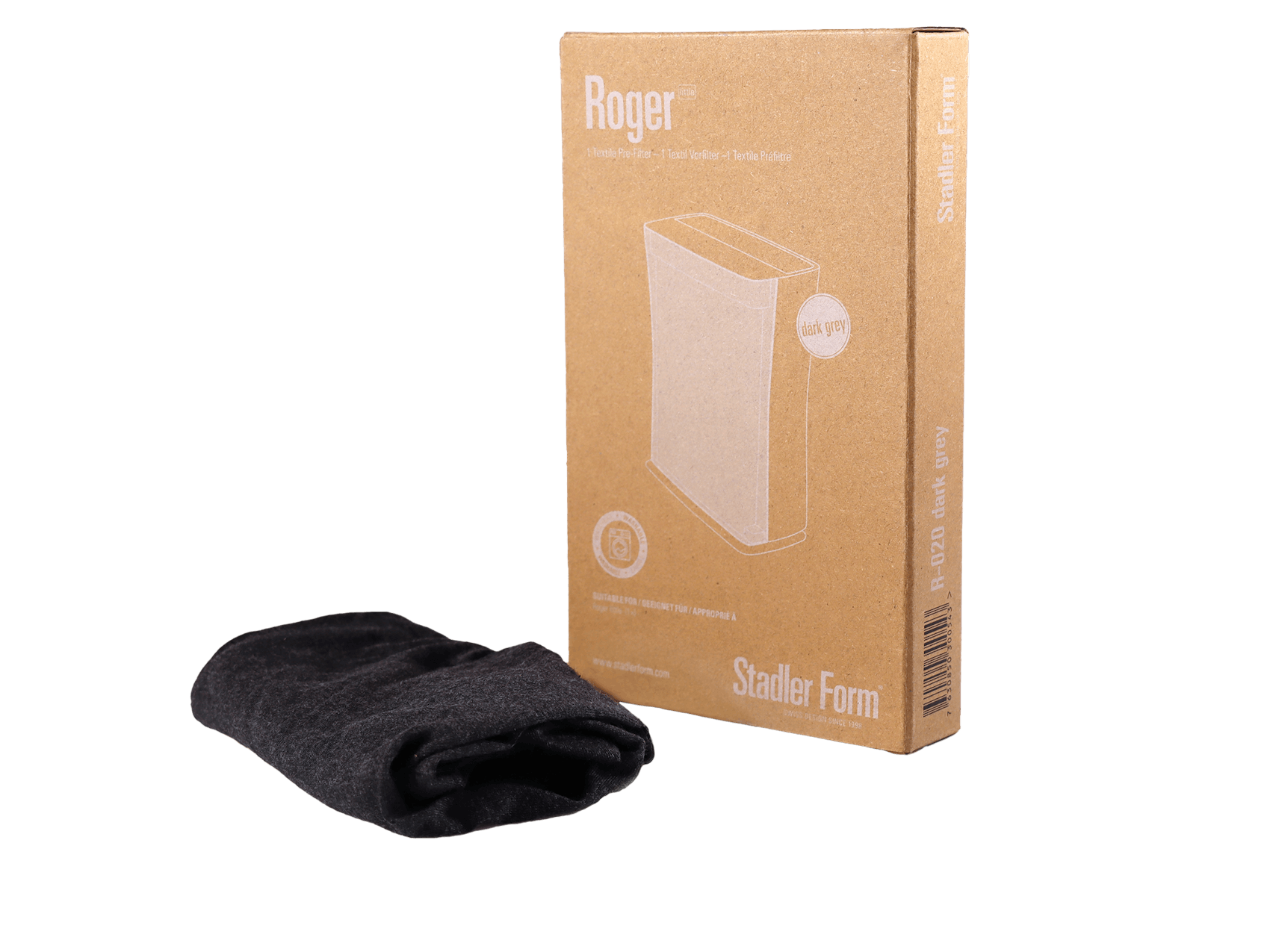Roger little textile pre-filter dark grey packing by Stadler Form suitable for air purifier Roger little