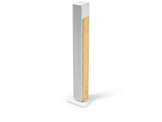 Nick tower fan by Stadler Form in white with bamboo as perspective view