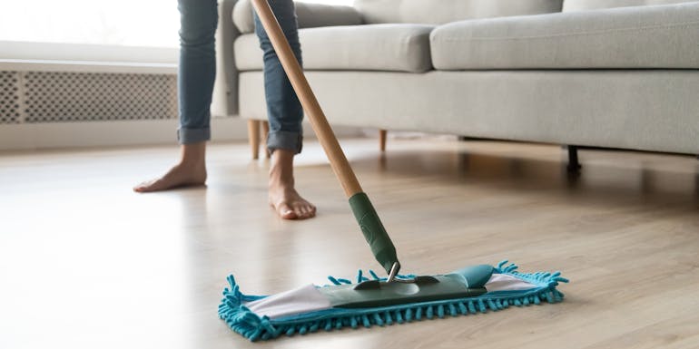 Cleaning the floor