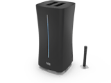 Eva humidifier by Stadler Form in black as perspective view including remote controlle